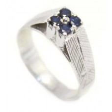Sterling Silver 925 Ring Natural Blue Sapphire Gem Stone Womens Handmade A455